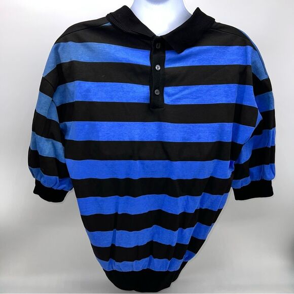 Gucci 100% Cotton Printed Striped Short Sleeve Polo Shirt w/Buttons at the Back - Picture 5 of 10